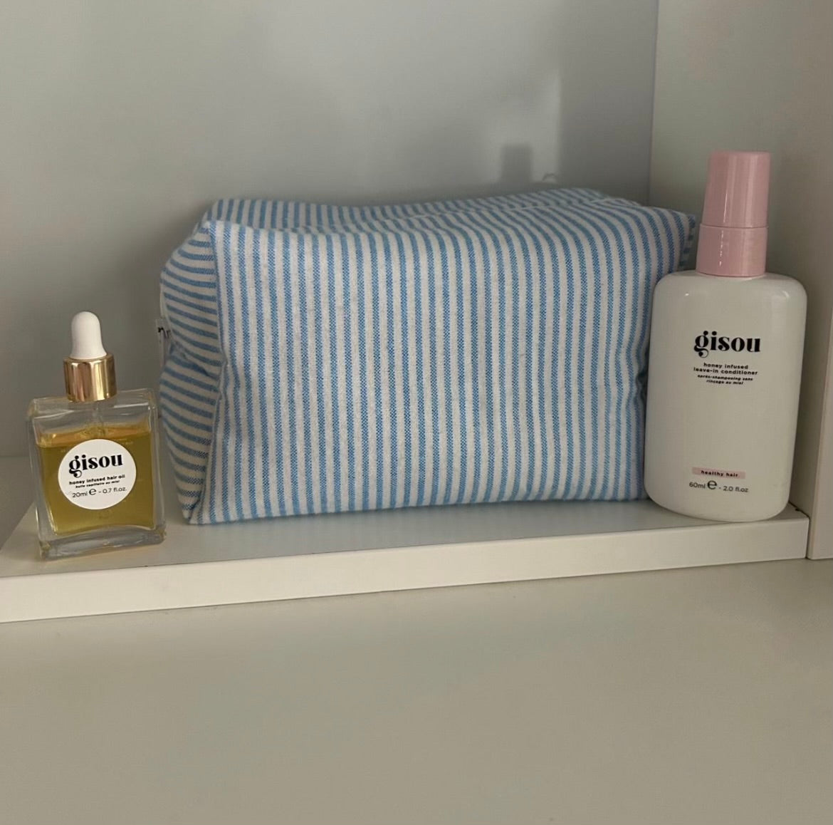 Blue Stripe Makeup Bag