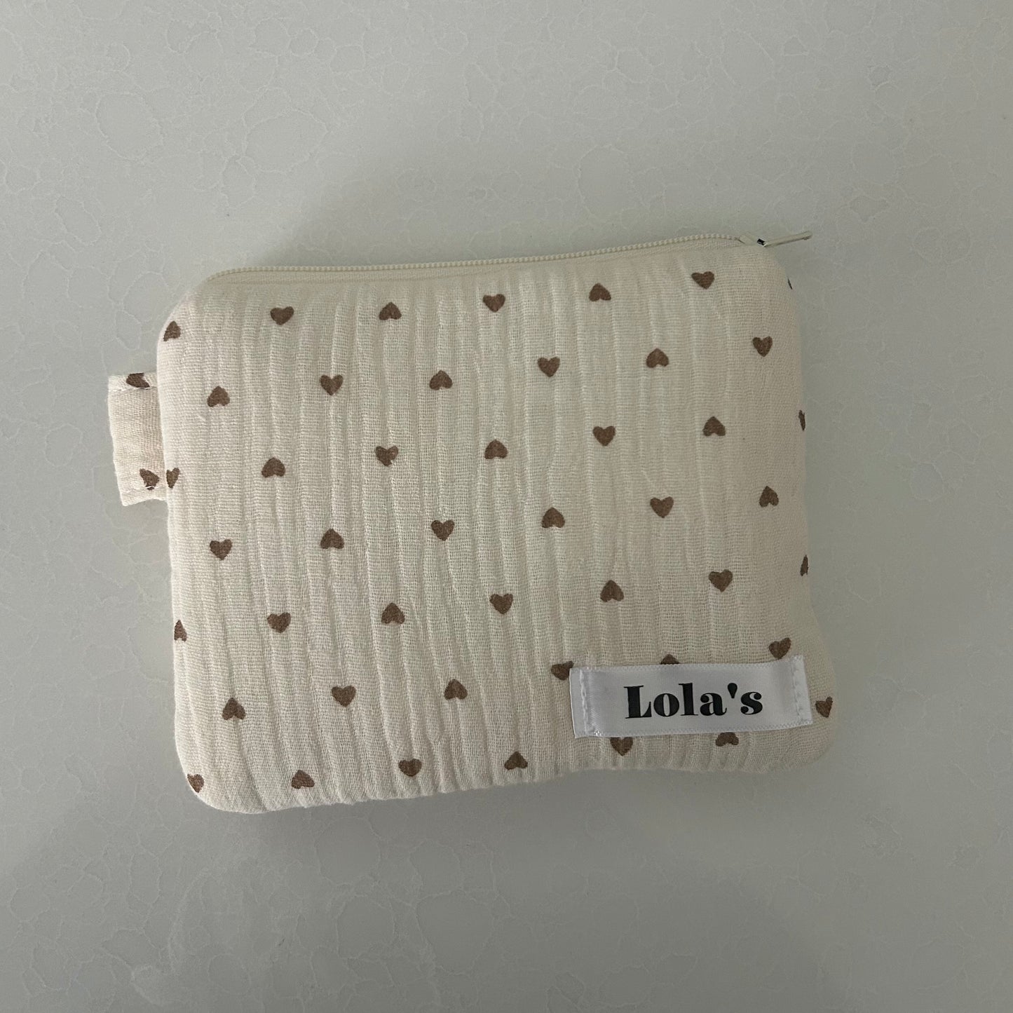 Mocha Hearts Makeup Bag